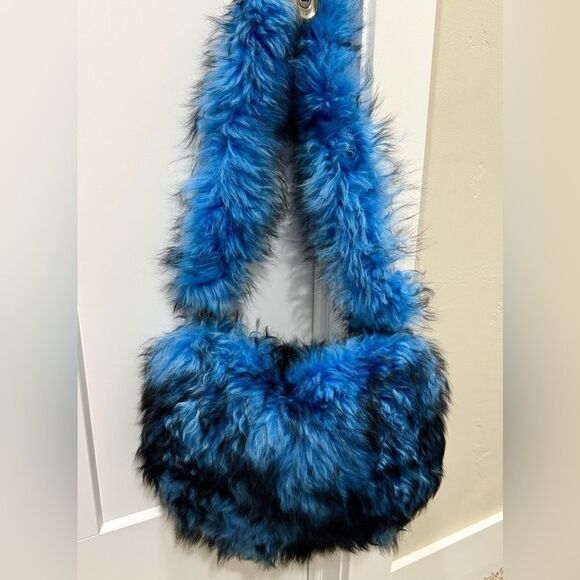Stunning Real Curly Shearling Hobo Bag, Handmade Lamb Fur Crossbody, Slouchy Bag - Picture 2 of 15